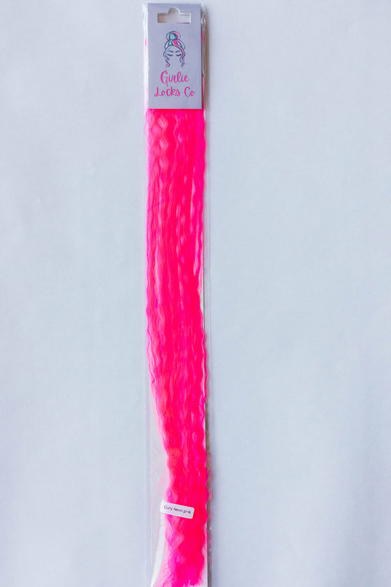 WILD Curly Neon Pink Synthetic Hair Clip-in (2pc)
