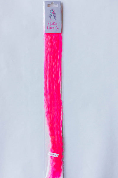 WILD Curly Neon Pink Synthetic Hair Clip-in (2pc)